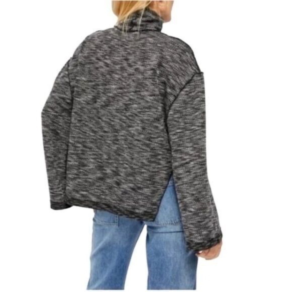 Free People We The‎ Free Marled Knit Turtleneck Sweater Oversized Gray, Medium - Picture 2 of 9